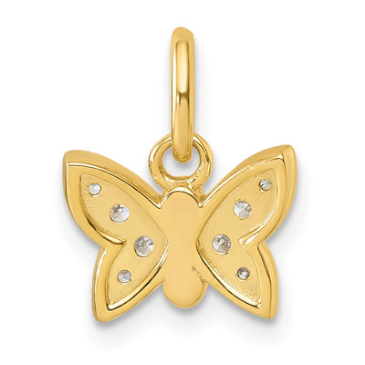 14K Polished .. Diamond Butterfly Pendant, 12.95 x 10.5mm