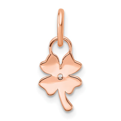 14K Rose Gold Polished Diamond Four Leaf Clover Charm
