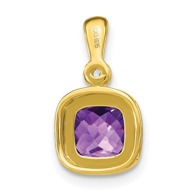 14K Cushion Amethyst and Diamond Pendant