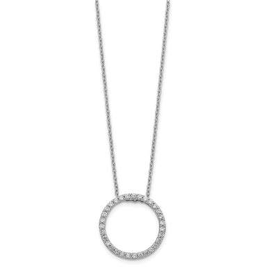 14K White Gold 1/2 carat Diamond Circle Necklace, 18 x 18mm
