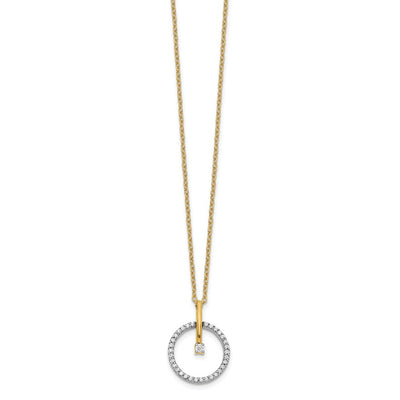 14K Two-tone 1/5 carat Diamond Circle Pendant Necklace