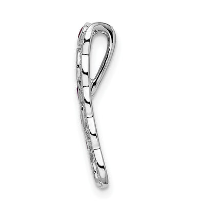 14K White Gold Diamond and .17 Ruby Fancy Vintage Chain Slide