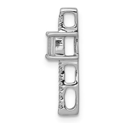 14K White Gold Graduated Diamond and Rectangle Sapphire Fancy Chain Slide