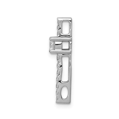 14K White Gold Graduated Diamond and .18 Sapphire Fancy Chain Slide