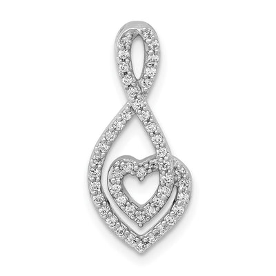 14K White Gold 1/. Diamond Fancy Heart Infinity Chain Slide
