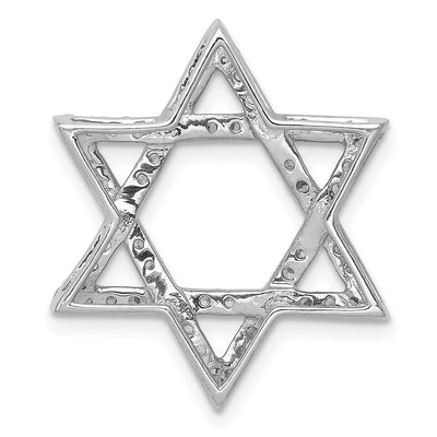 14K White Gold 5/. Diamond Star of David Chain Slide