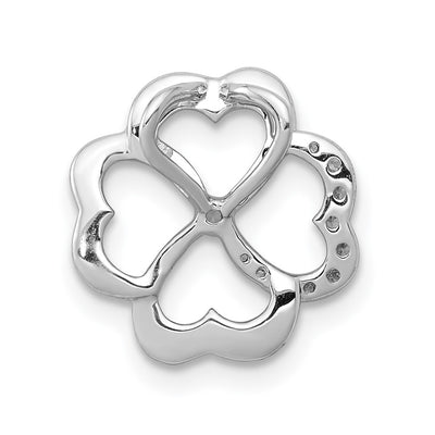 14K White Gold 1/15 carat Diamond Four Leaf Clover Chain Slide