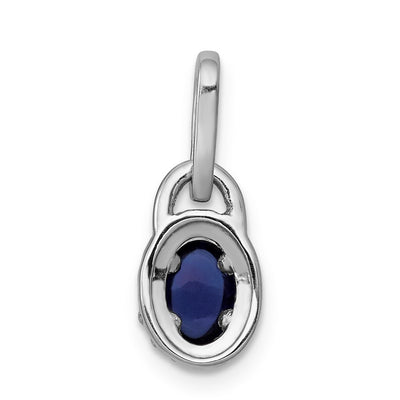 14K White Gold Diamond and Oval Cabochon Sapphire Halo Pendant