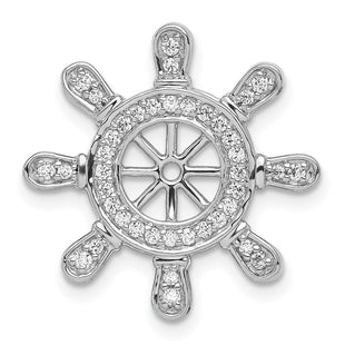 14k White Gold 1/. Diamond Ship Wheel Pendant (Style PM4052-025-WA)