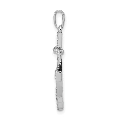 14K White Gold 1/. Diamond Anchor Pendant