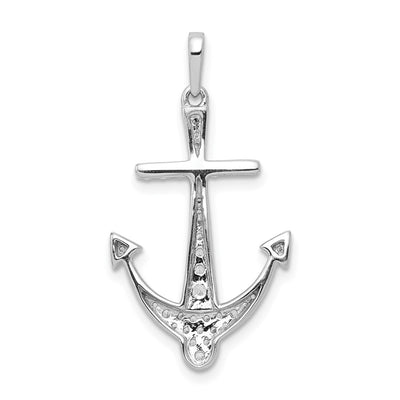 14K White Gold 1/. Diamond Anchor Pendant