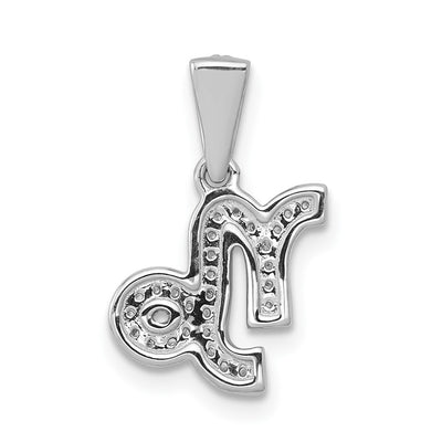 14K White Gold Diamond Capricorn Zodiac Pendant