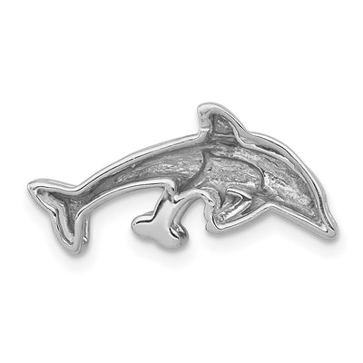 14K White Gold Diamond Dolphins Chain Slide