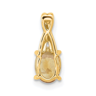 14K Oval Citrine and Diamond Pendant, 14.3 x 6.25mm