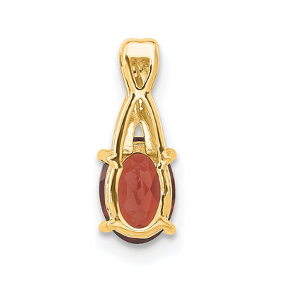 14K Oval Garnet and Diamond Pendant, 14.3 x 6.25mm