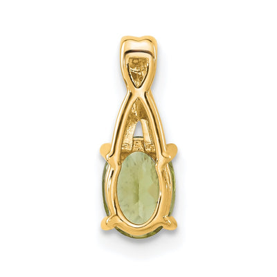 14K Oval Peridot and Diamond Pendant, 14.3 x 6.25mm