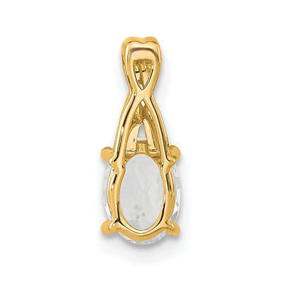 14K Oval White Topaz and Diamond Pendant, 14.3 x 6.25mm