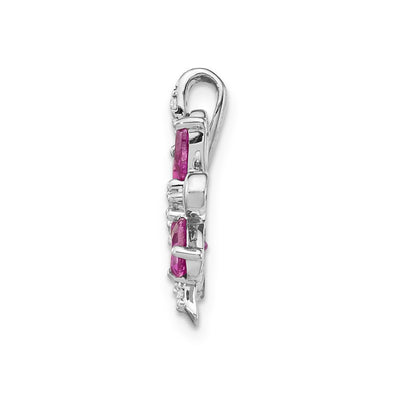 14K White Gold Diamond and 2.44 Citrine/Pink Tourmaline Flower Pendant