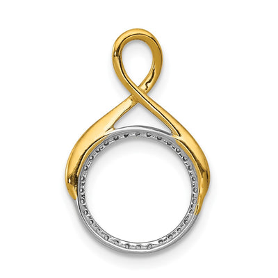 14K Two-tone 1/10 carat Diamond Fancy Circle Chain Slide