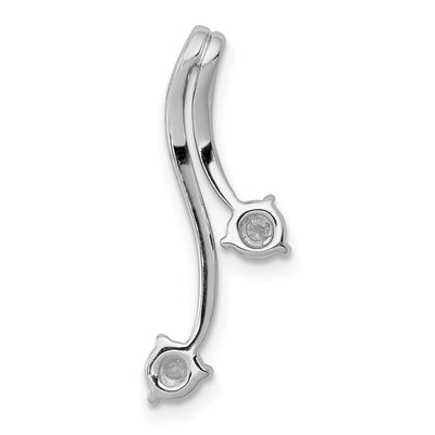 14K White Gold 1/10 carat Diamond Double Curved Lines Chain Slide