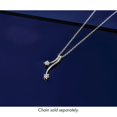14K White Gold 1/10 carat Diamond Double Curved Lines Chain Slide