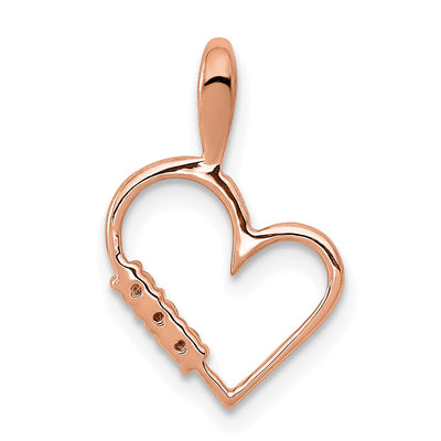 14K Rose Gold AA 1/. Diamond Heart Pendant