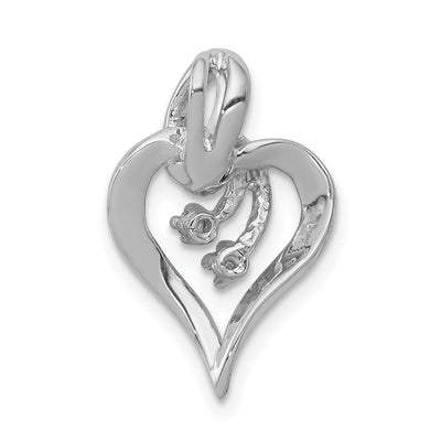 14K White Gold AA Diamond Fancy Heart Pendant