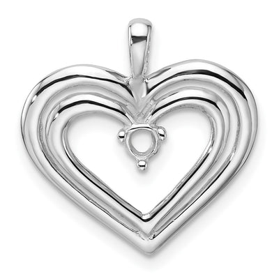 14K White Gold Double Heart Diamond Pendant Mounting