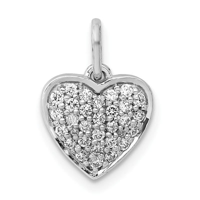 14K White Gold 1/. Diamond Heart Pendant