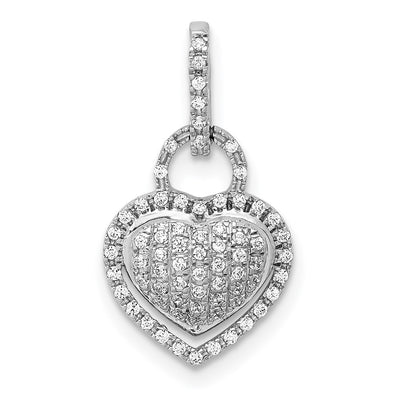 14K White Gold 1/. Diamond Fancy Heart Pendant