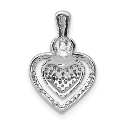 14K White Gold 1/. Diamond Fancy Double Heart Chain Slide