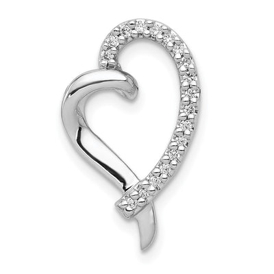 14K White Gold 1/. Diamond Heart Chain Slide