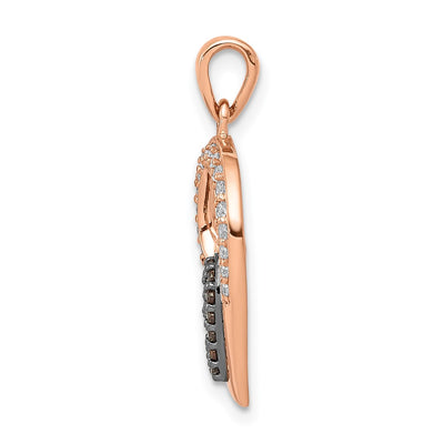14K Rose Gold Champagne and White Diamond Hearts Pendant