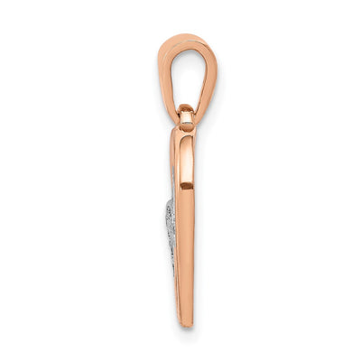 14K Rose Gold w/ Rhodium Diamond Entwined Hearts Pendant
