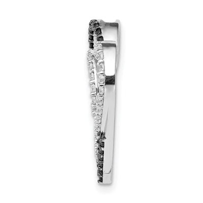14K White Gold Black and White Diamond Entwined Heart Chain Slide