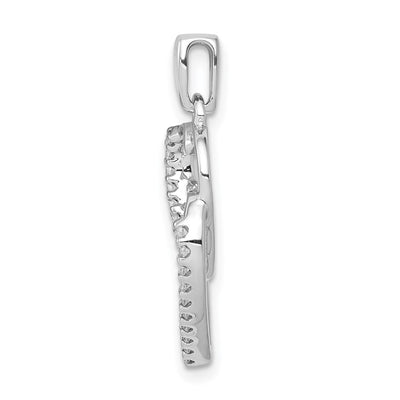 14K White Gold Diamond 1/. Entwined Hearts Pendant