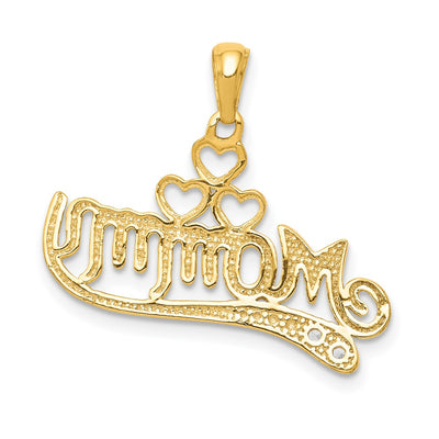 14K .02 Diamond MOMMY Double Heart pendant