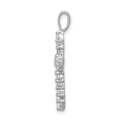 14K White Gold AA 1/. Diamond Cross Pendant, 25 x 14.5mm