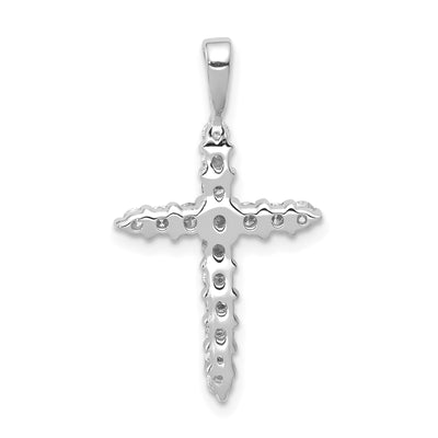 14K White Gold AA 1/. Diamond Cross Pendant, 25 x 14.5mm