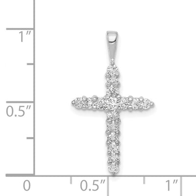 14K White Gold AA 1/. Diamond Cross Pendant, 25 x 14.5mm