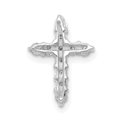 14K White Gold AA 1/. Diamond Cross Pendant, 14.75 x 10.45mm