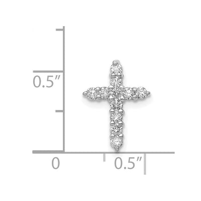 14K White Gold AA 1/. Diamond Cross Pendant, 14.75 x 10.45mm