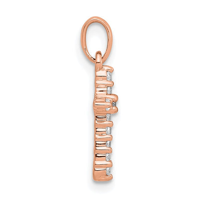 14K Rose Gold Polished Diamond Cross Pendant