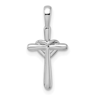 14K White Gold Diamond Cross w/Heart Pendant