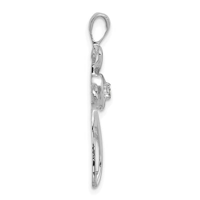 14K White Gold AA Diamond Cross Pendant, 28 x 15.5mm