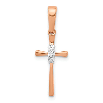 14K Rose Gold Diamond Cross Pendant