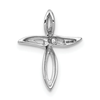14K White Gold AA Diamond Cross Pendant, 16.5 x 12.5mm