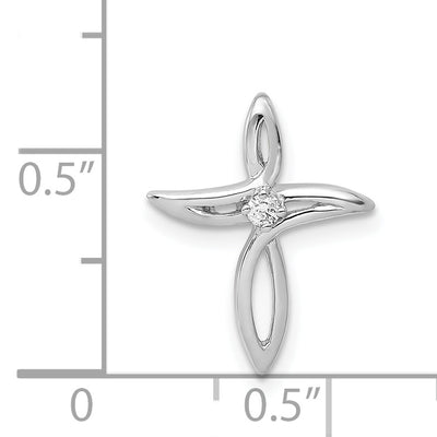14K White Gold AA Diamond Cross Pendant, 16.5 x 12.5mm