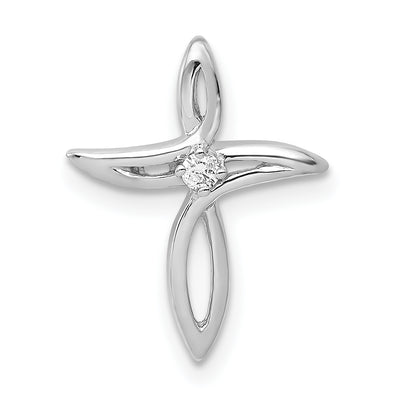 14K White Gold AA Diamond Cross Pendant, 16.5 x 12.5mm