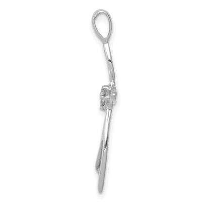 14K White Gold AA Diamond Cross Pendant, 30.5 x 15.5mm